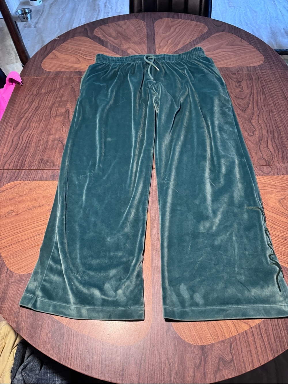 PINK Victoria's Secret Forest Green Velour Lounge Pants